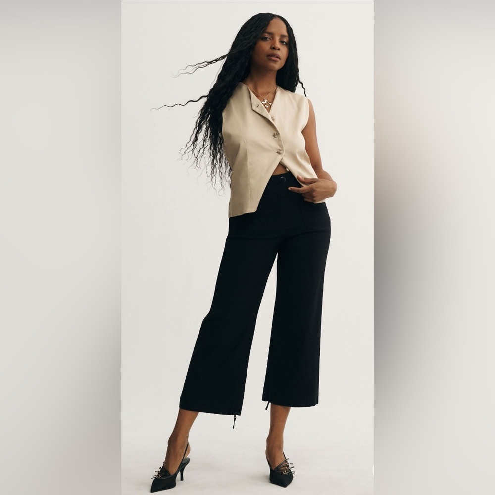 Anthropologie Maeve Cropped Wide-Leg Pants